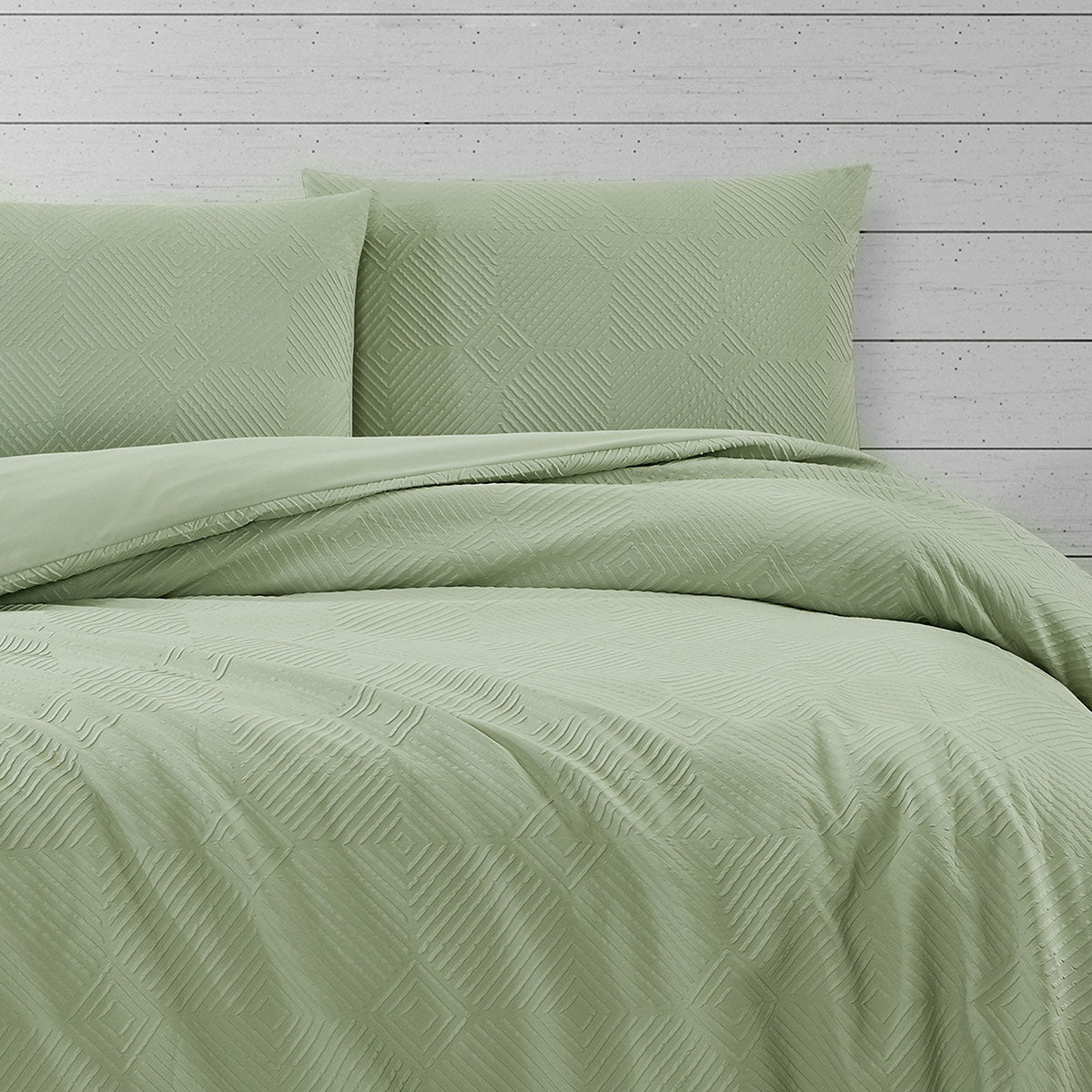 Ardor Preston Pale Green Embossed Quilt Cover Set | King