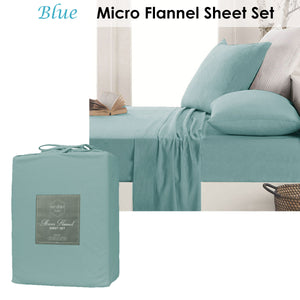Ardor Micro Flannel Sheet Set | Blue | Single