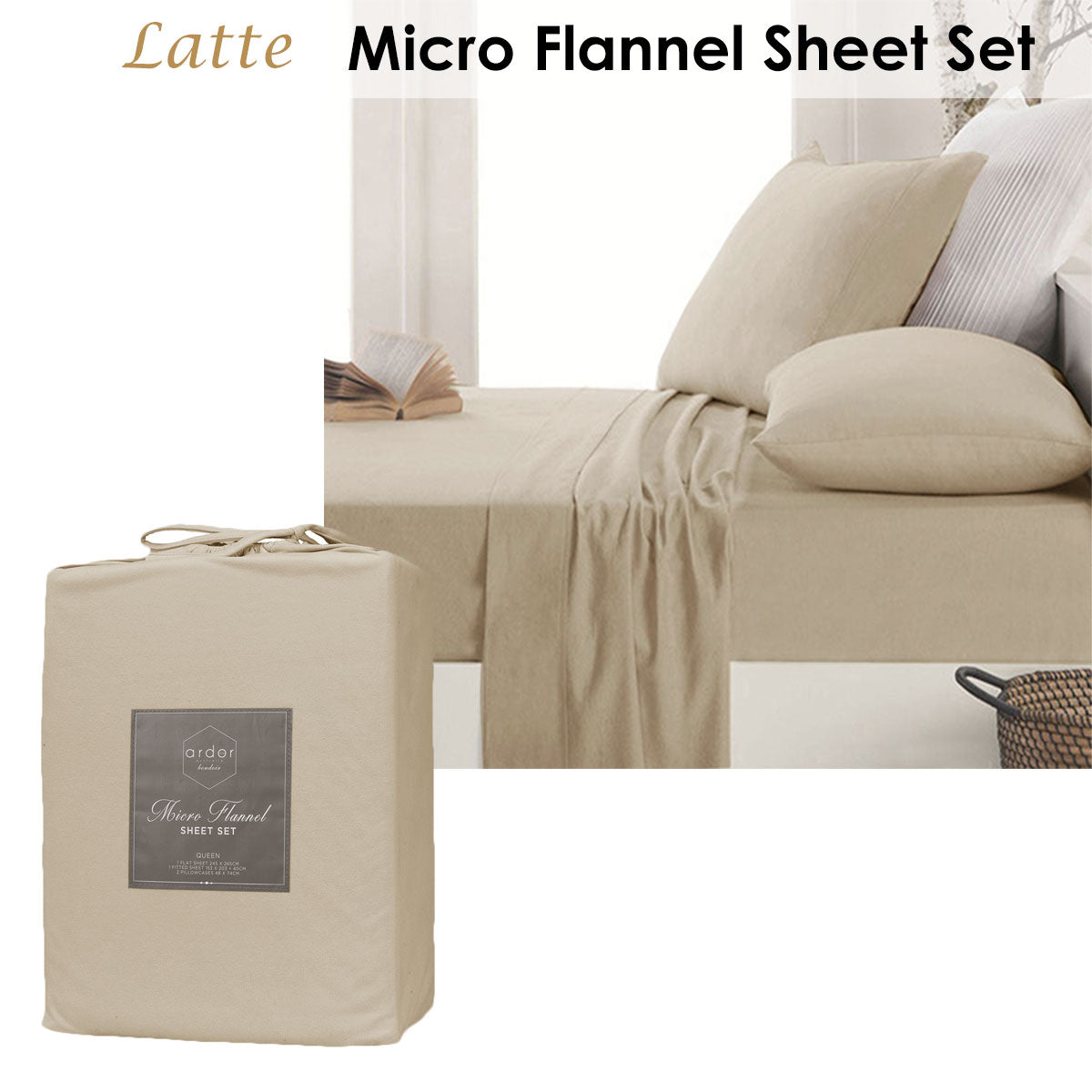 Ardor Micro Flannel Sheet Set | Latte | King