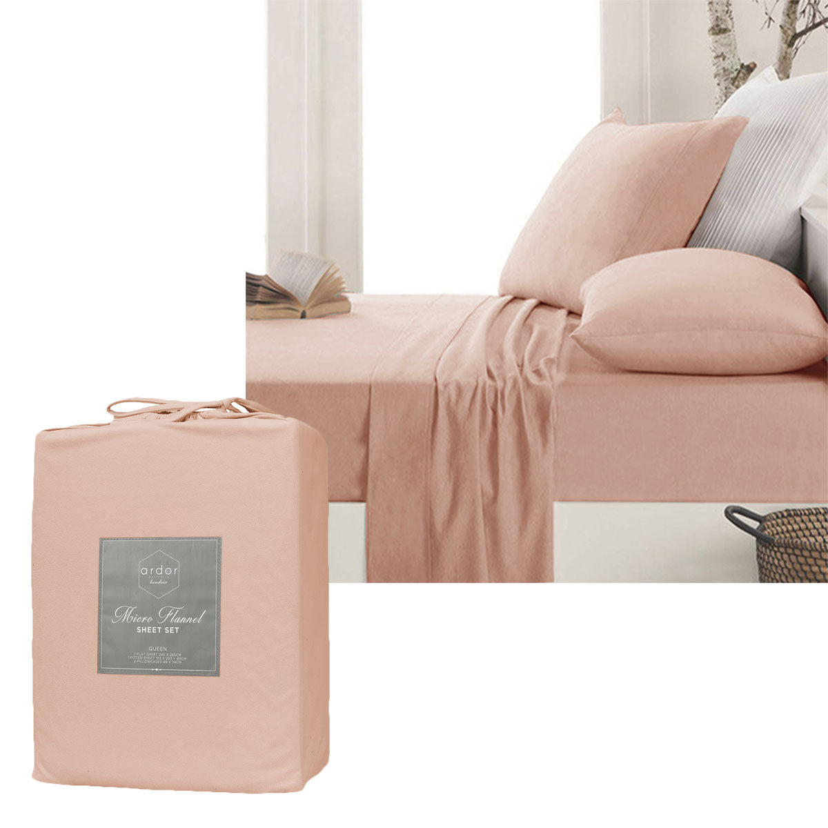 Ardor Micro Flannel Sheet Set | Dusty Pink | King