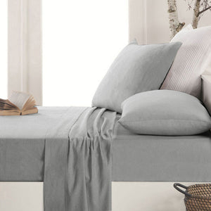 Apartmento Easy-care Micro Flannelette Sheet Set | Grey | Single