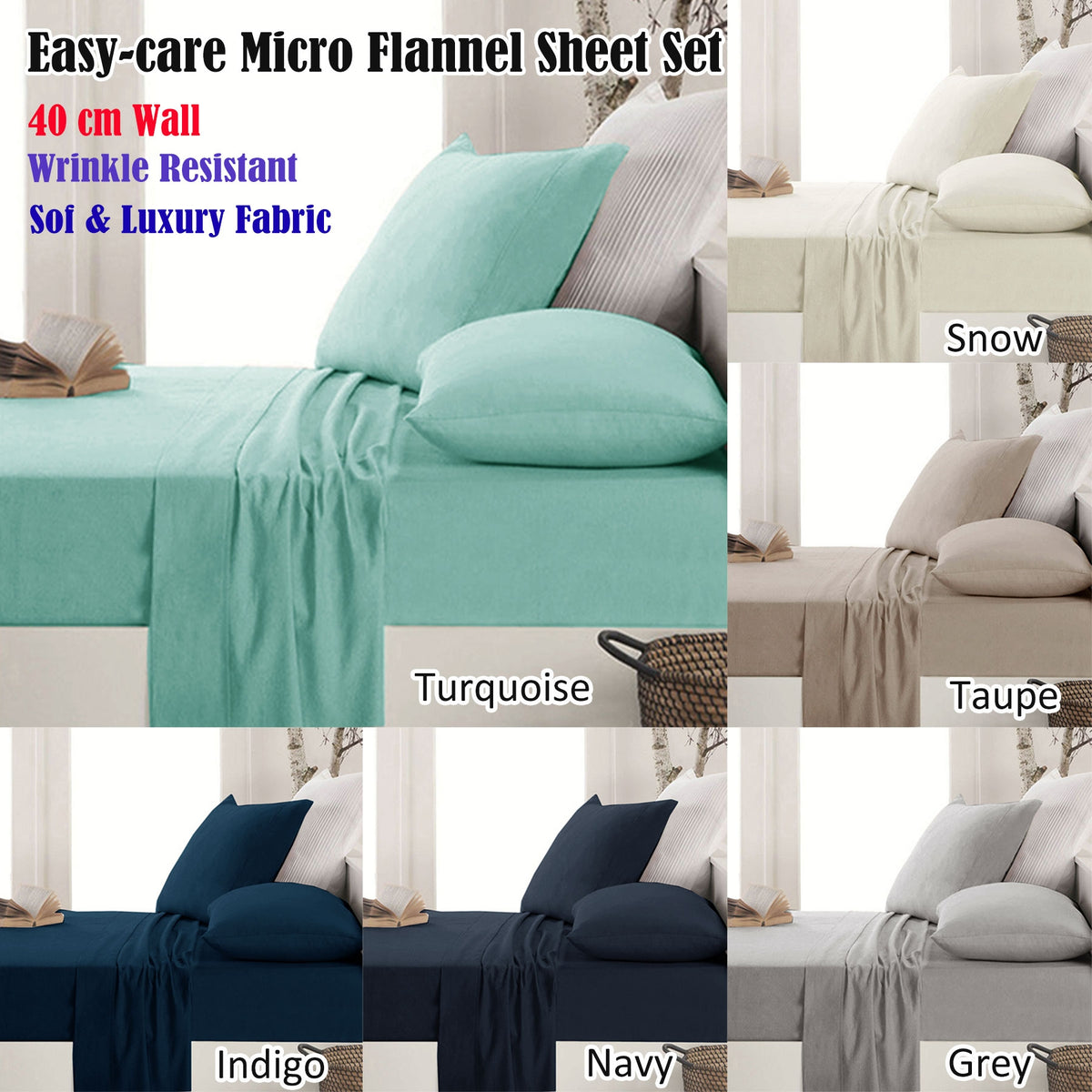 Apartmento Easy-care Micro Flannelette Sheet Set | Snow | King Single