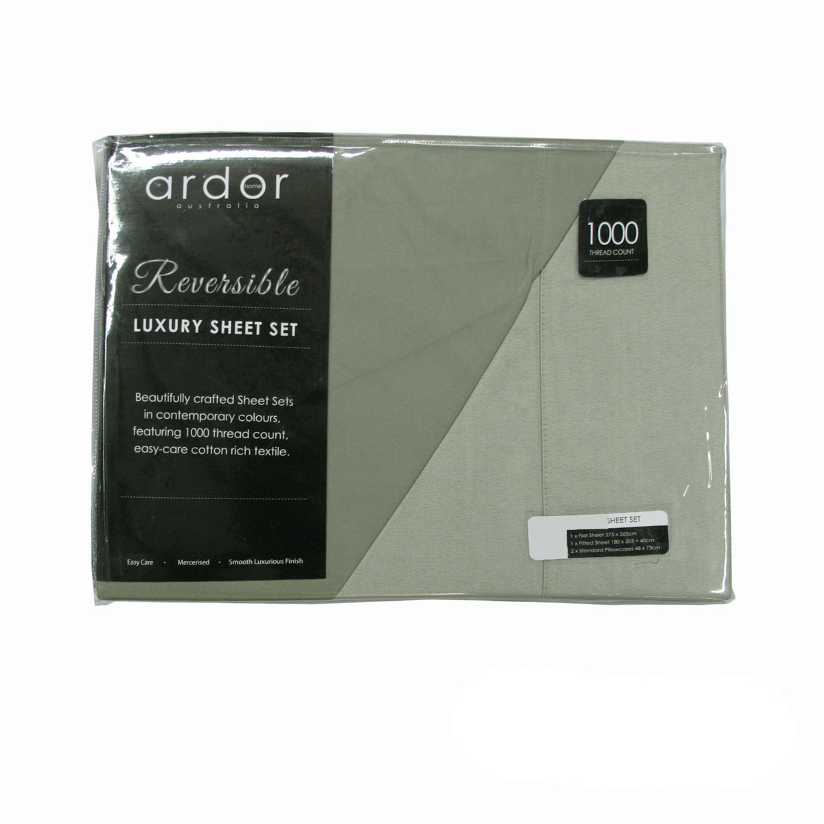 Ardor 1000TC Cotton Rich Reversible Sheet Set | Sage | King