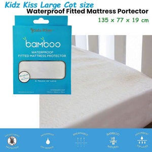 Waterproof Fitted Mattress Protector | Large Cot Size | 135x77x19cm
