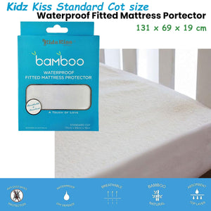Waterproof Fitted Mattress Protector | Standard Cot Size | 131x69x19cm