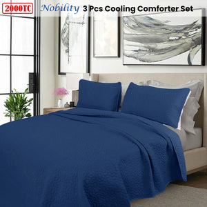Shangri La 2000TC Nobility Cooling Embroidered 3-Piece Comforter Set | King