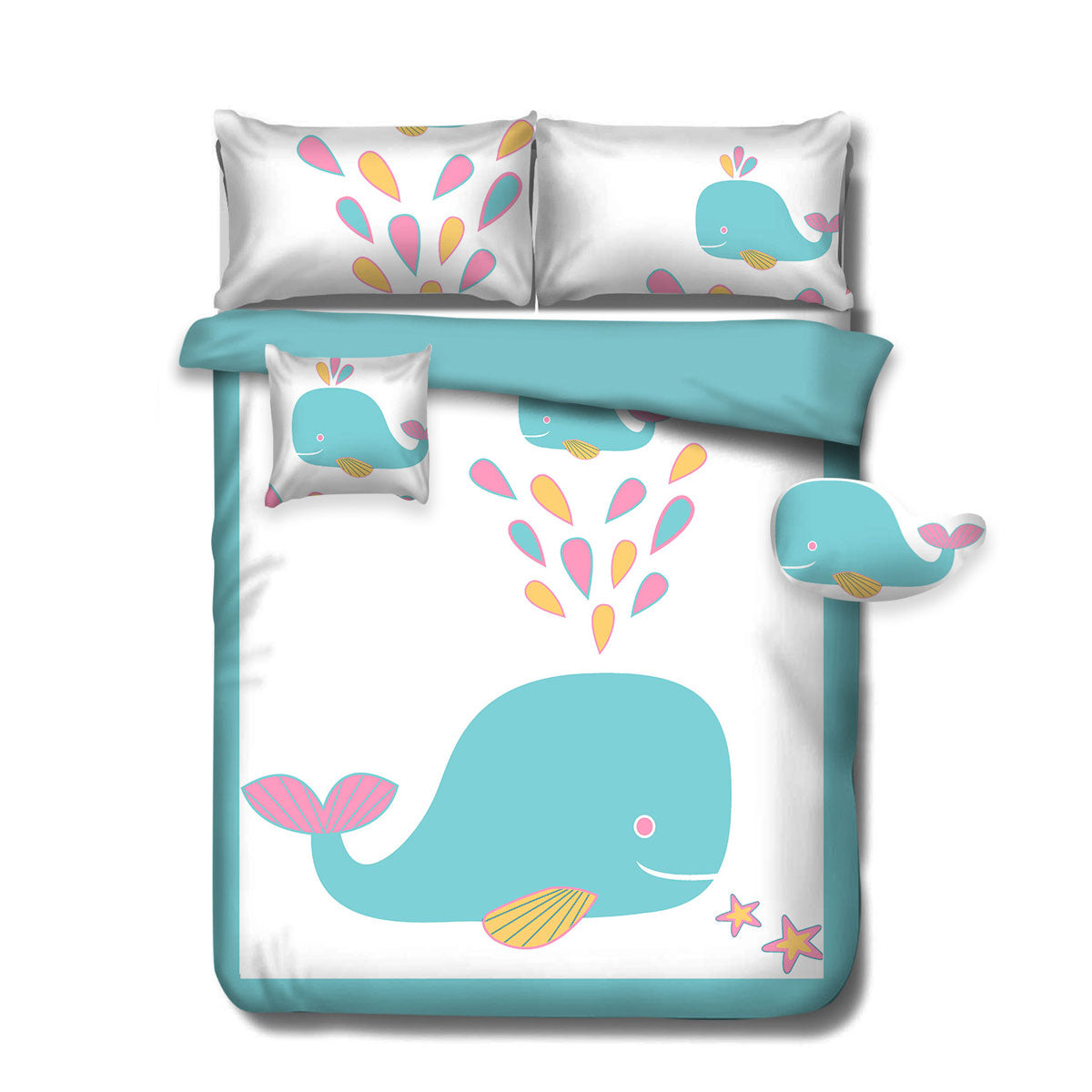 Ramesses Baby Blue Whale Kids Adventure 4-Piece Comforter Set | Single