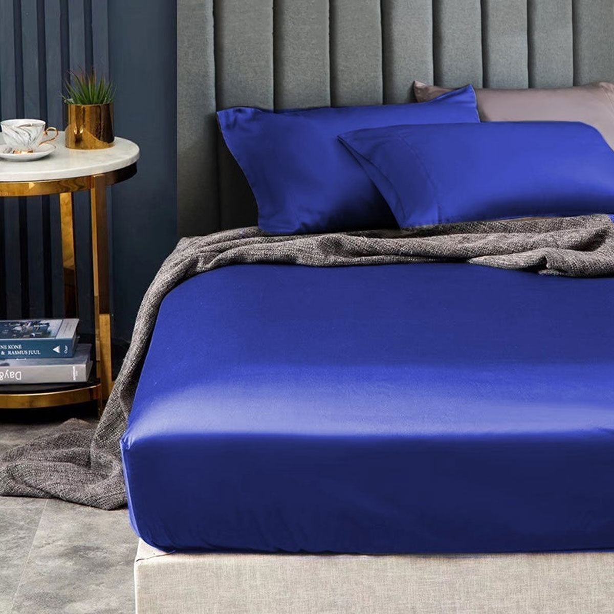 Ramesses 1500TC Elite Egyptian Cotton Sateen Fitted Sheet Combo Set | Royal Blue | Queen