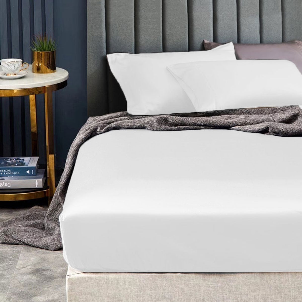 Ramesses 1500TC Elite Egyptian Cotton Sateen Fitted Sheet Combo Set | White | Single