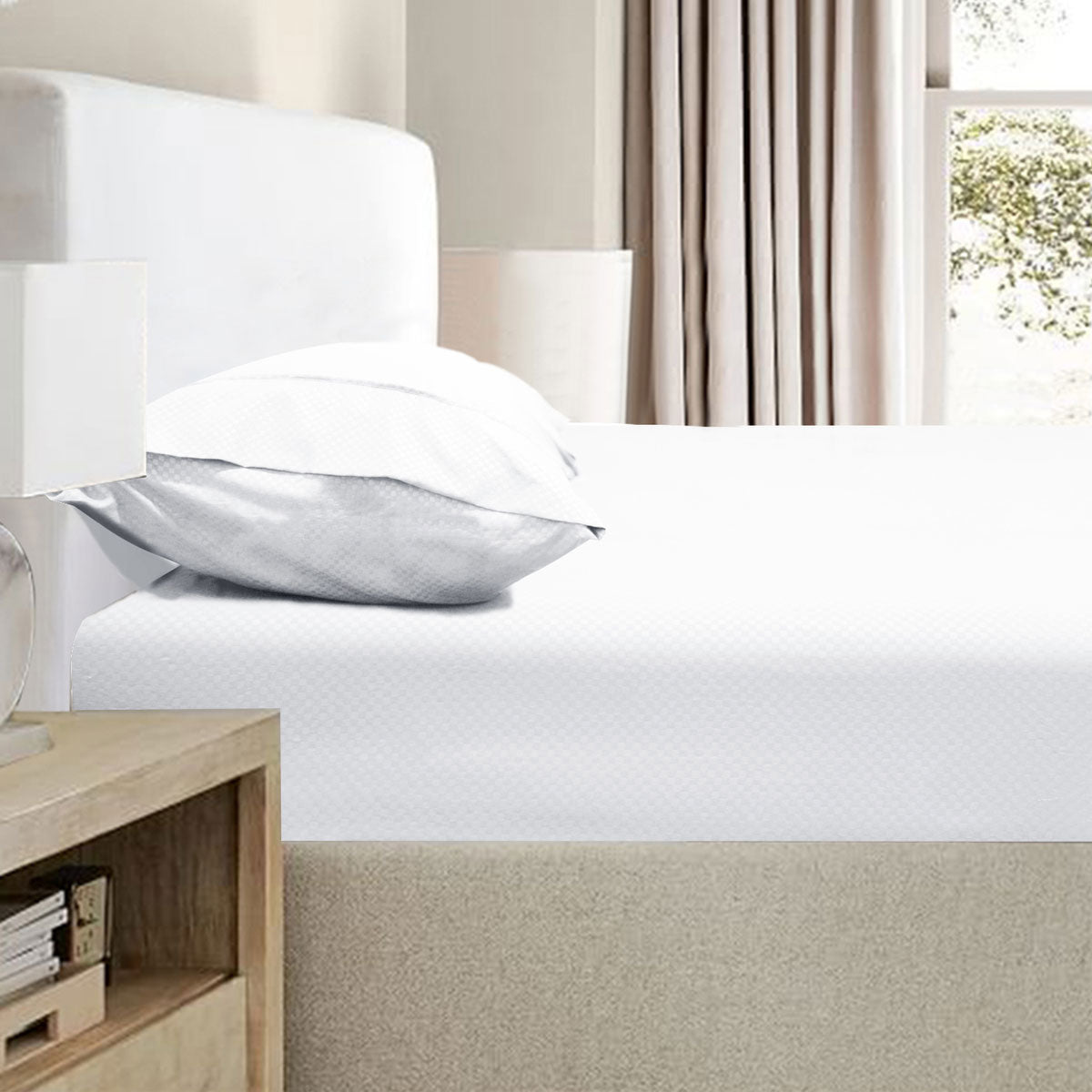 Ramesses 2000TC Bamboo Embossed Fitted Sheet Combo Set | White | King