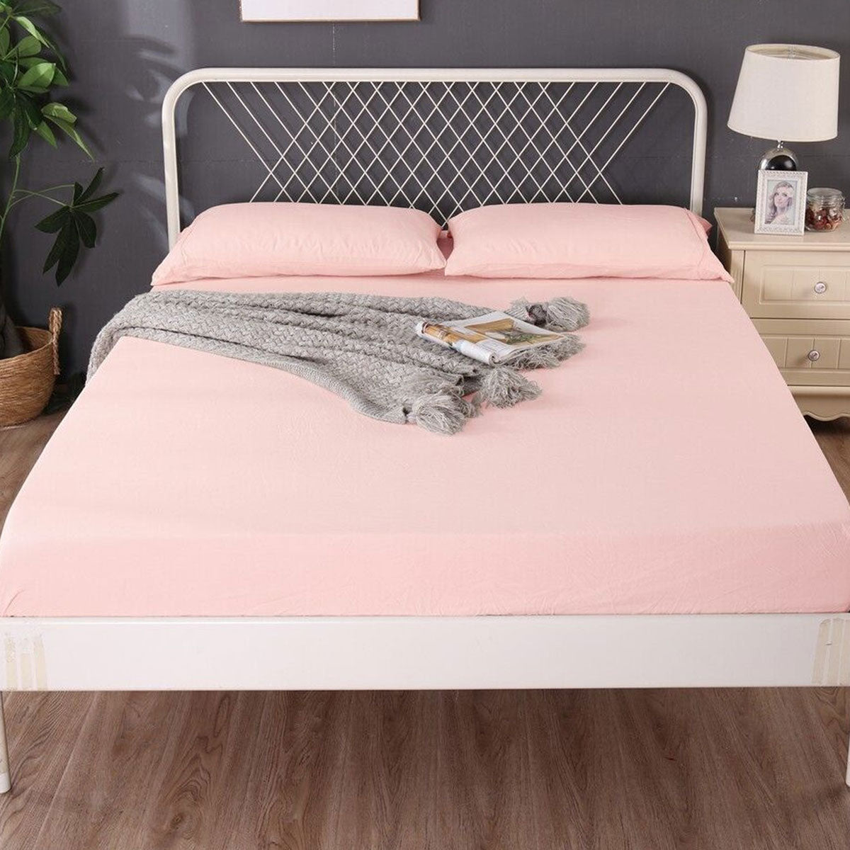 Ramesses 1000TC Linen Bamboo Fitted Sheet Combo Set | Dusty Pink | Queen