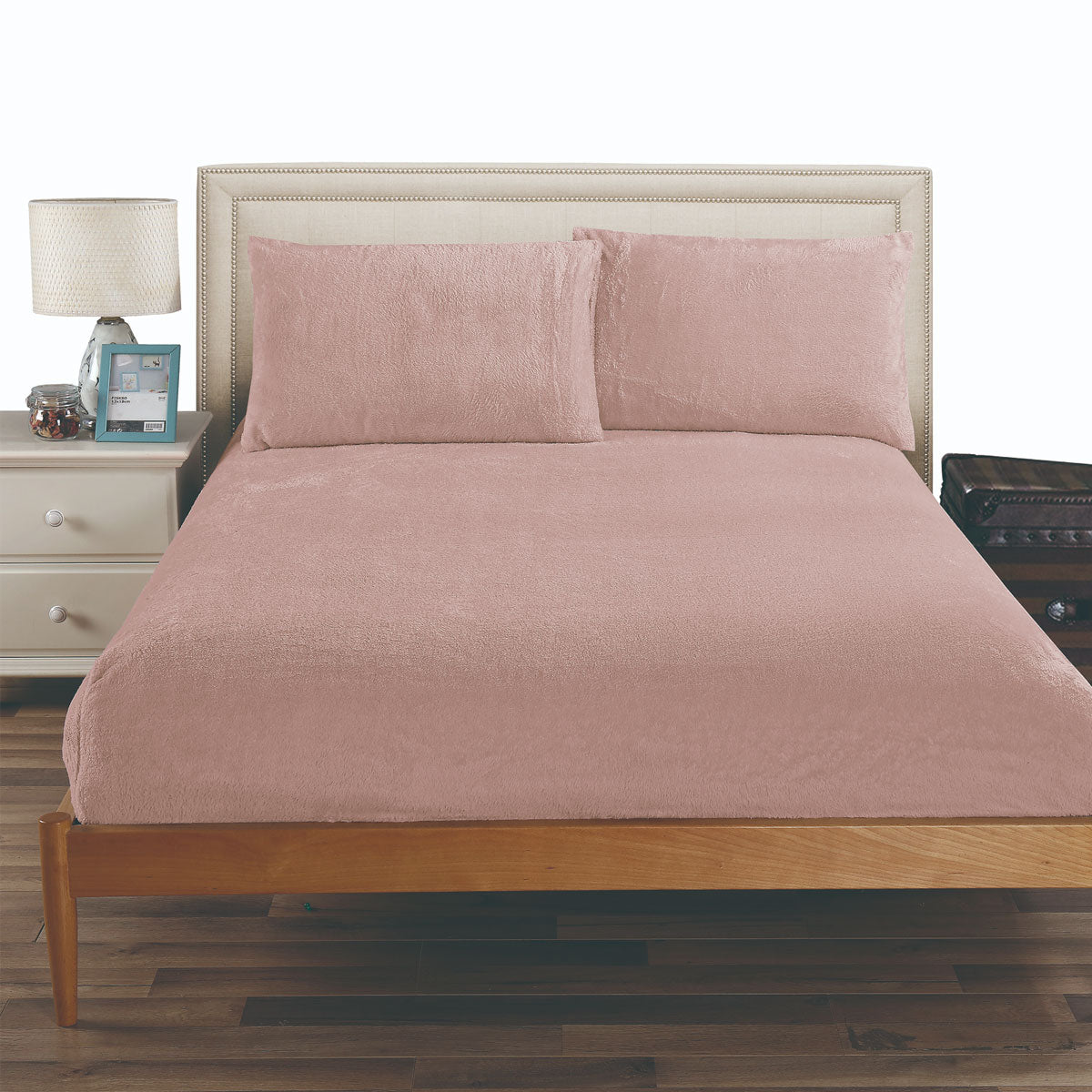 Ramesses Teddy Fleece Fitted Sheet Combo Set | Rose Pink | Queen