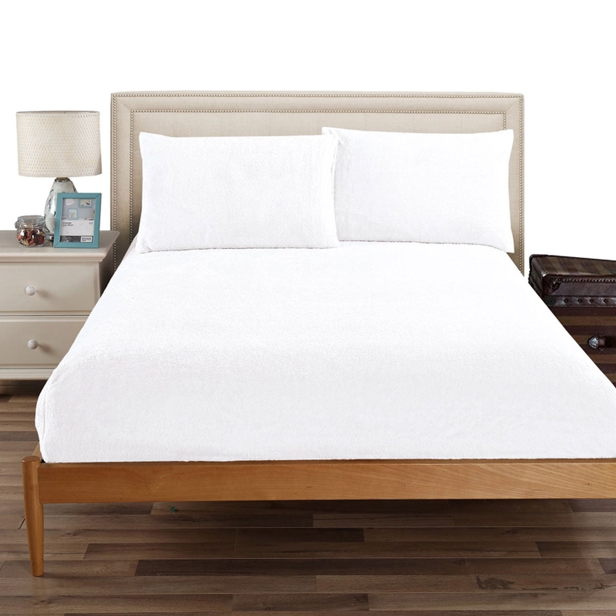 Ramesses Teddy Fleece Fitted Sheet Combo Set | White | Queen