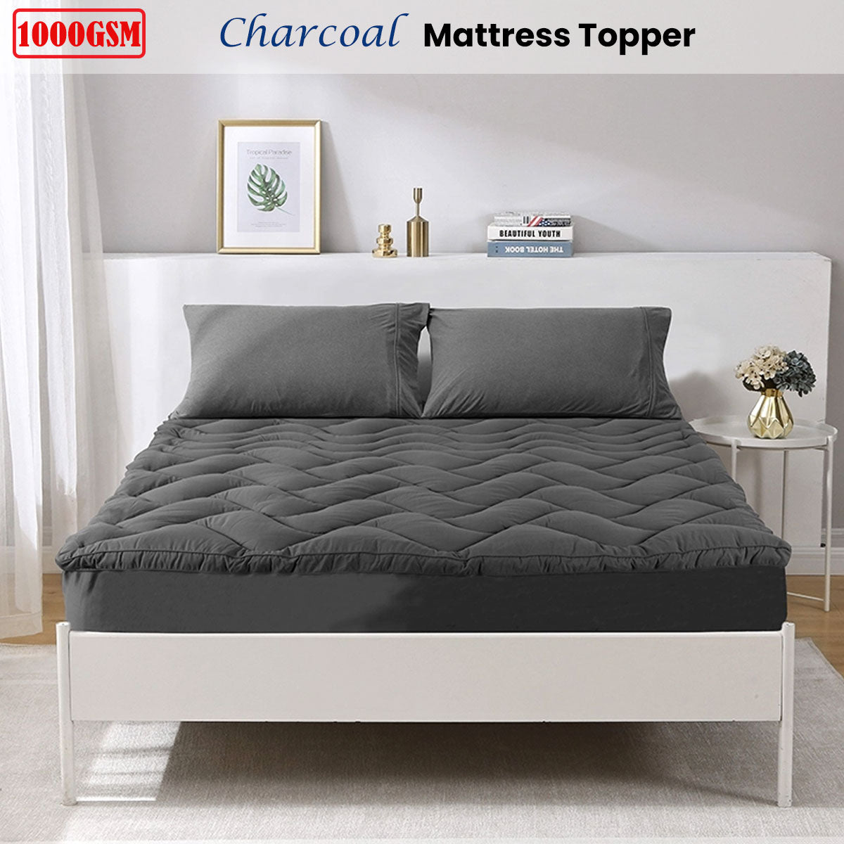 Ramesses 1000GSM Charcoal Mattress Topper | King Size