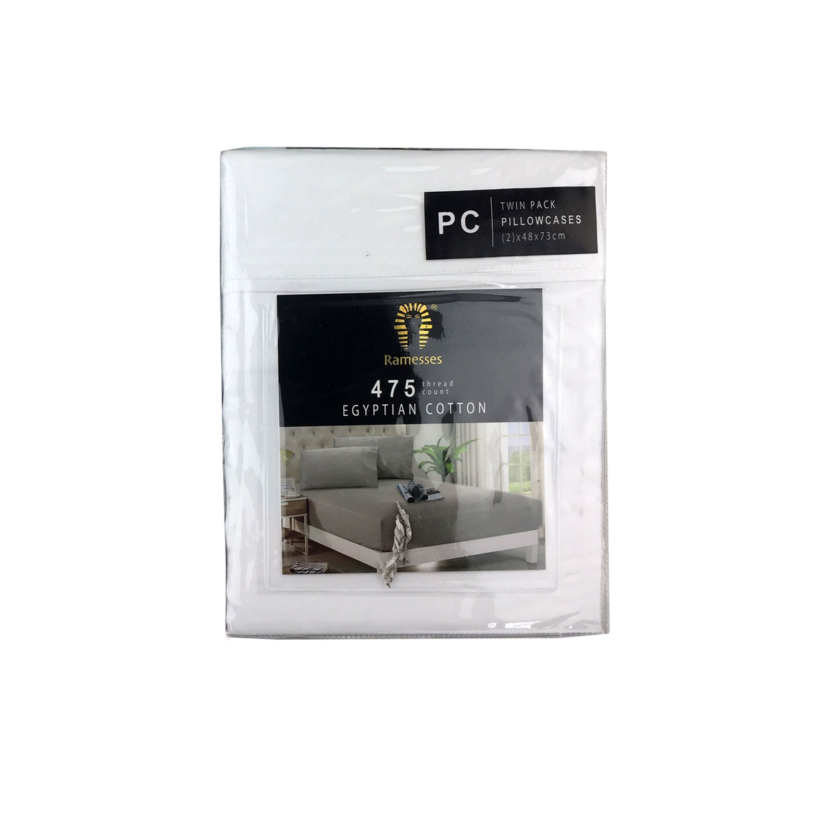 Ramesses 475TC Egyptian Cotton Twin Standard Pillowcases | White