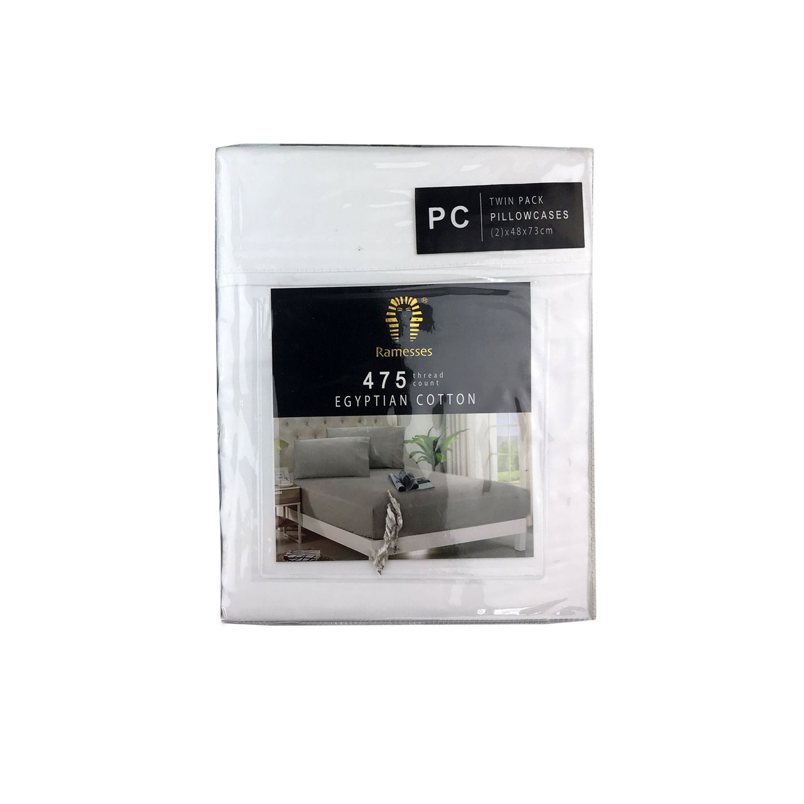 Ramesses 475TC Egyptian Cotton Twin Standard Pillowcases | White