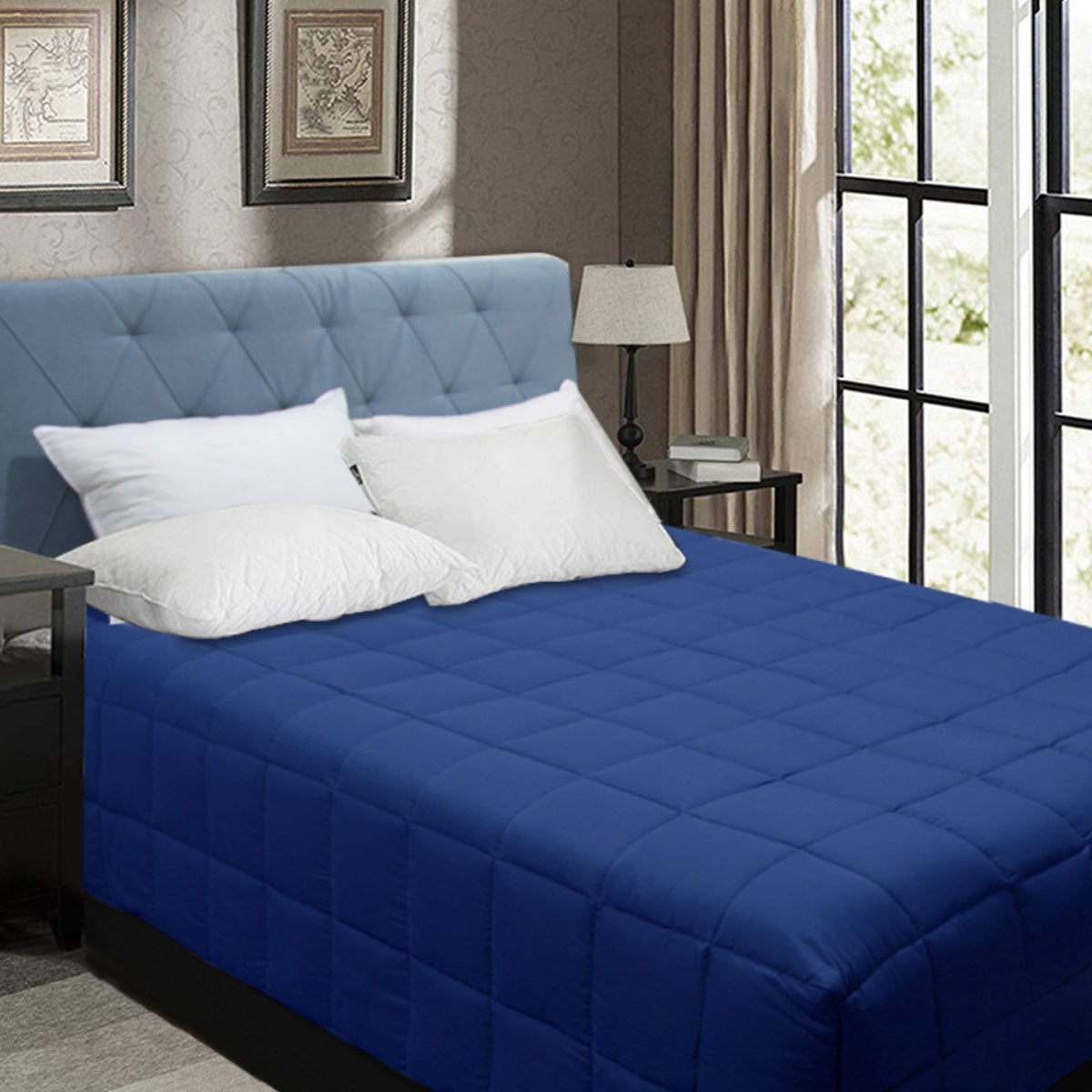 Shangri La Bamboo Blend Microfiber Box End Quilt | Classic Blue | Queen