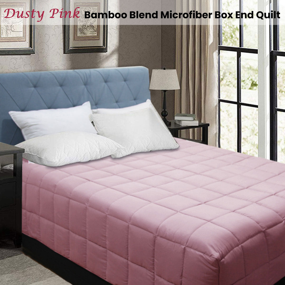 Shangri La Bamboo Blend Microfiber Box End Quilt | Dusty Pink | King Single