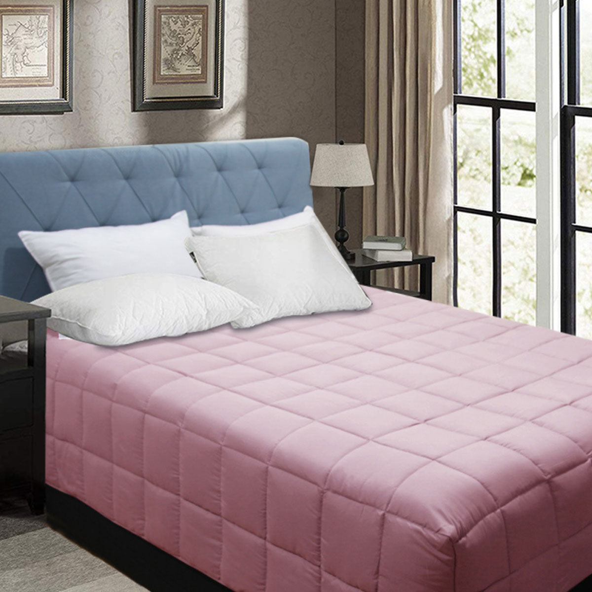 Shangri La Bamboo Blend Microfiber Box End Quilt | Dusty Pink | Queen