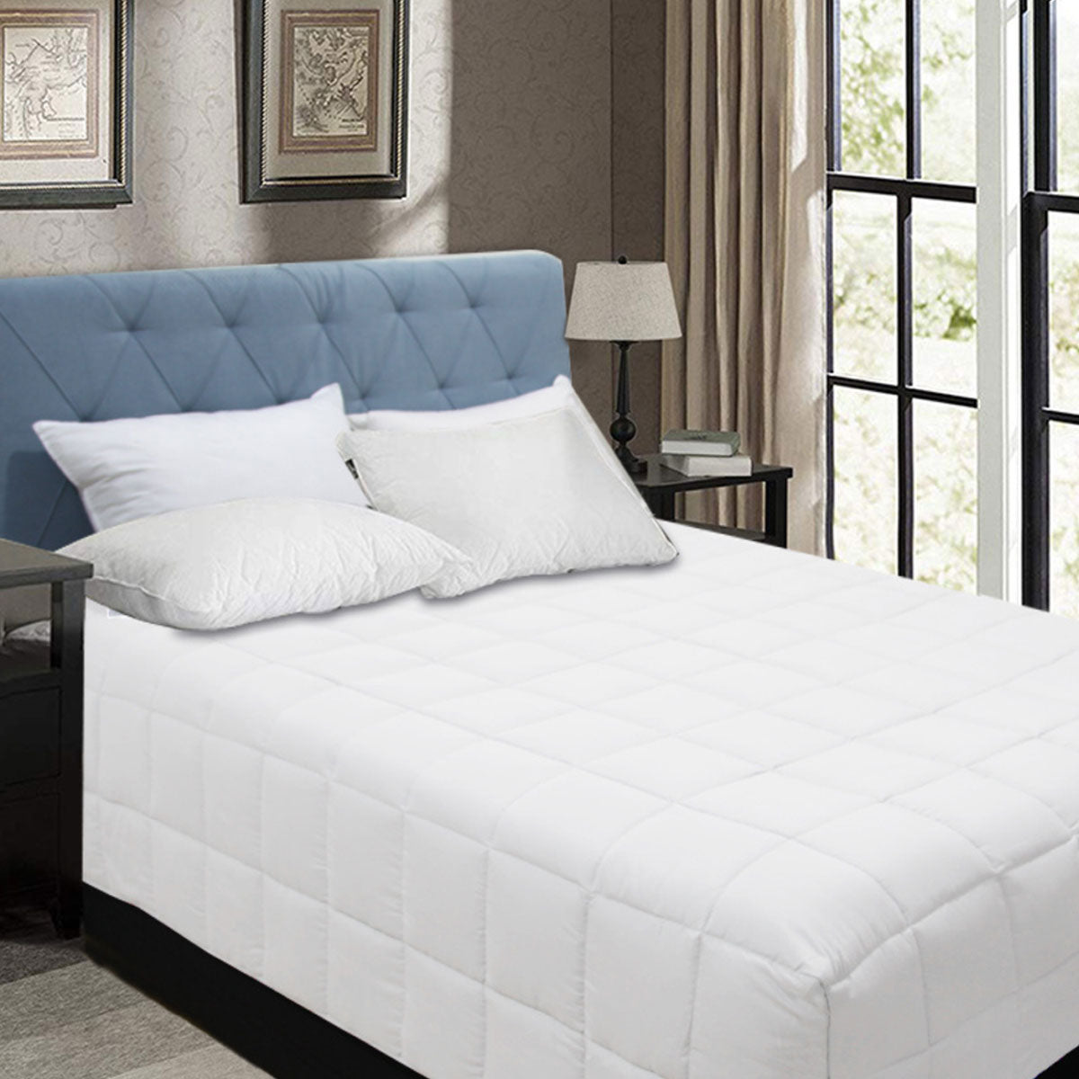Shangri La Bamboo Blend Microfiber Box End Quilt | White | Queen