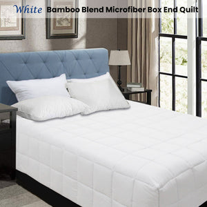 Shangri La Bamboo Blend Microfiber Box End Quilt | White | Queen