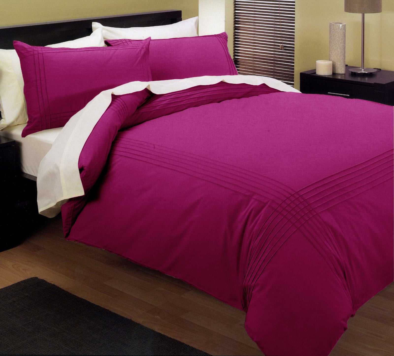 Kingtex Pintuck Quilt Cover Set | Fuchsia | Queen