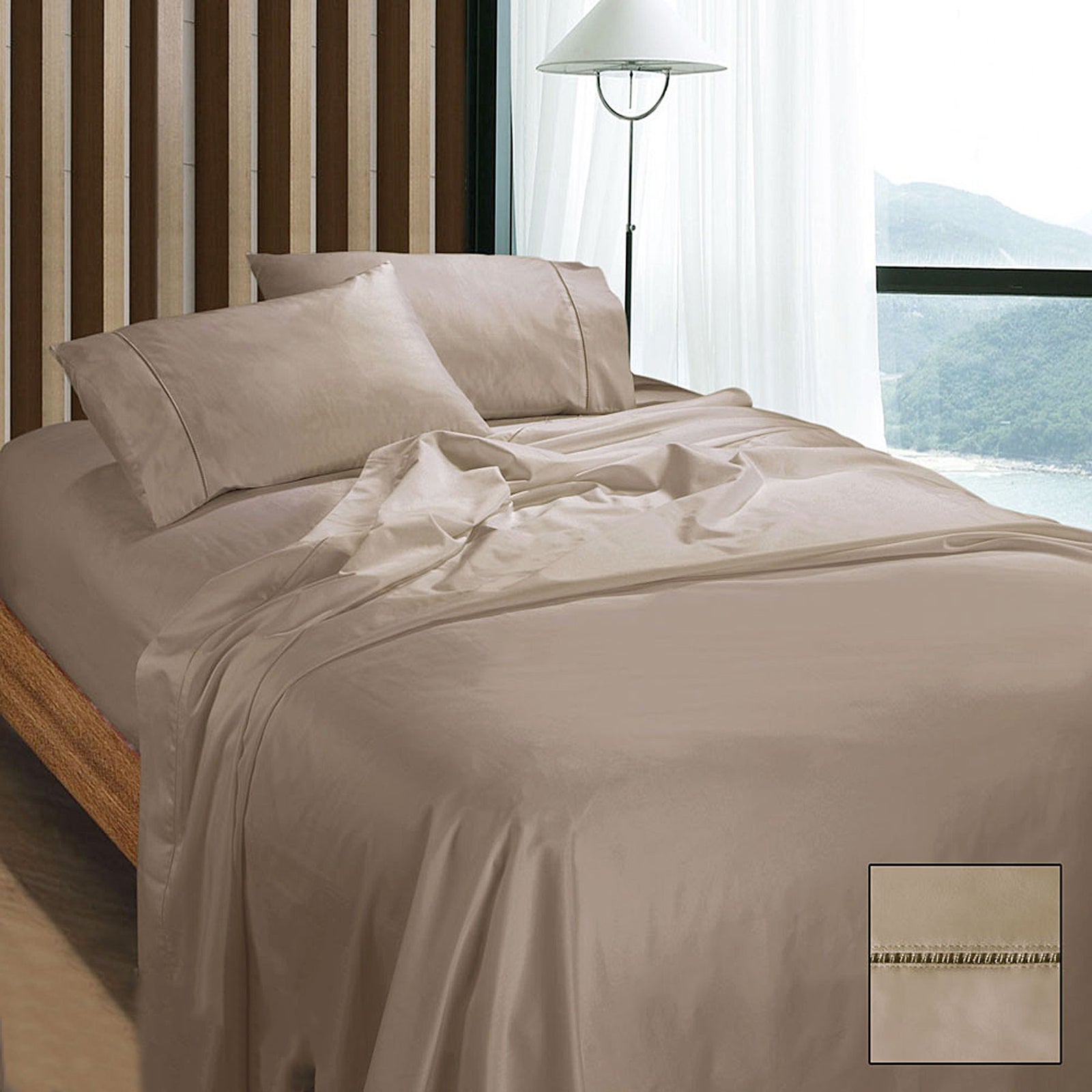 Ramesses 1100TC Egyptian Cotton Sateen Sheet Set | Doeskin | Queen