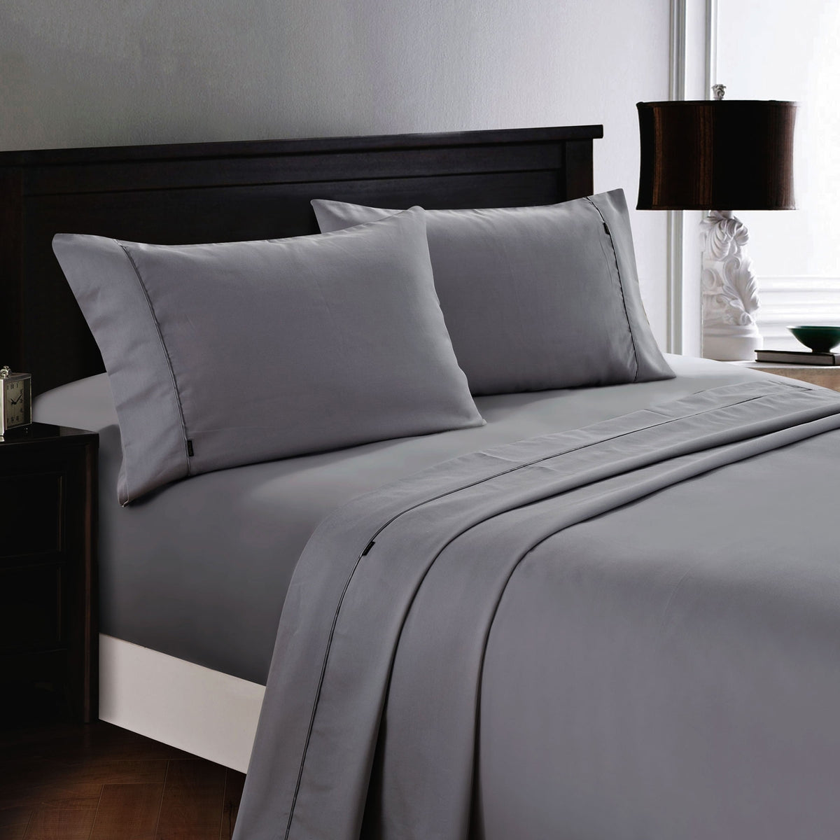 Deluxe Linen 1200TC Cotton Rich Sheet Set | Charcoal | King Single