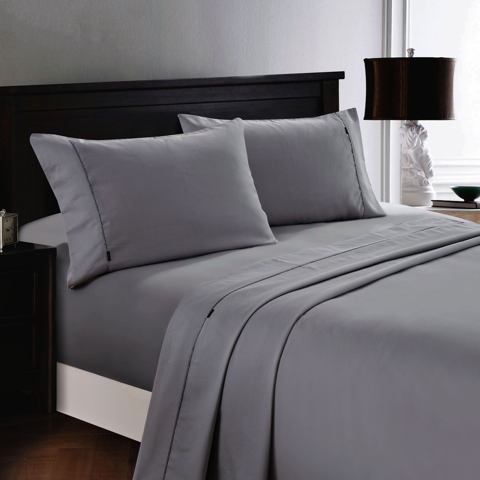 Deluxe Linen 1200TC Cotton Rich Sheet Set | Charcoal | King Single