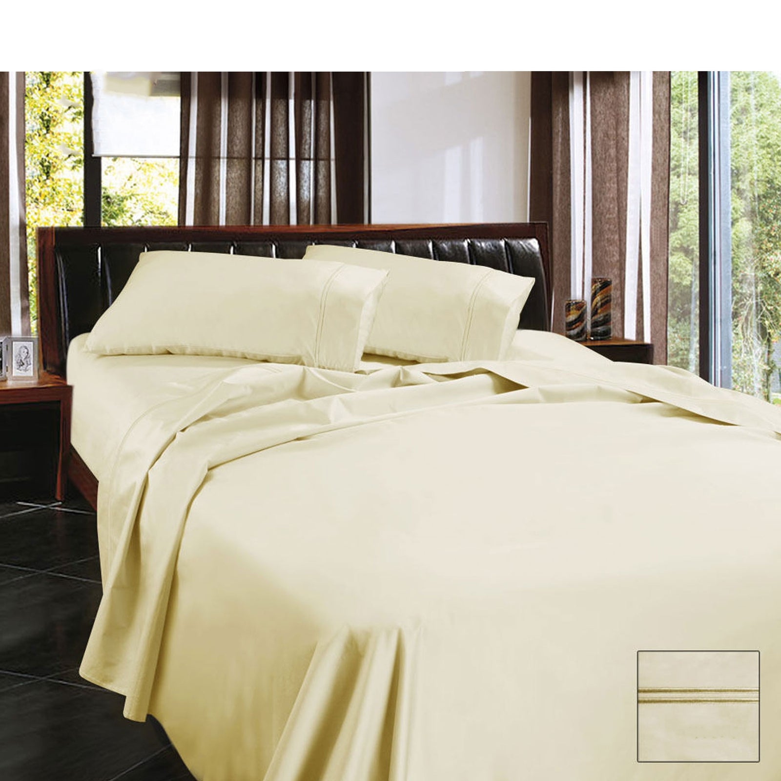 Ramesses 1450TC Egyptian Cotton Sateen Sheet Set | Cream | Queen