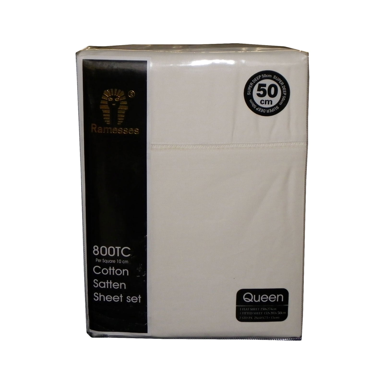800TC Ramesses Cotton Sateen Sheet Set | Cream | King