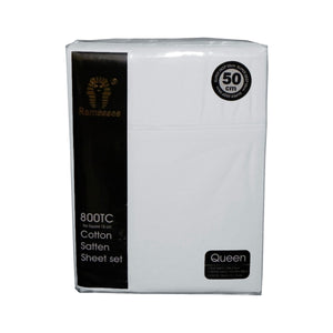 800TC Ramesses Cotton Sateen Sheet Set | White | King