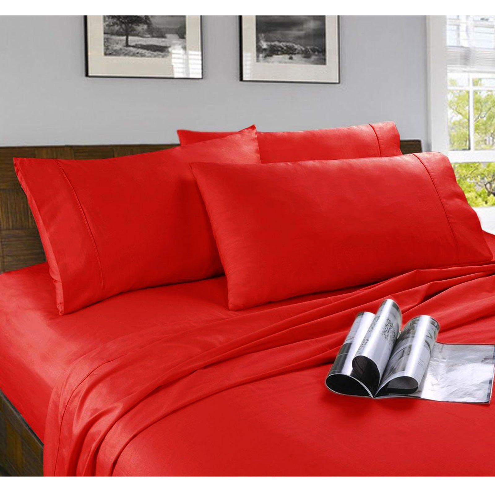 Kingtex Microfibre Sheet Set | Red | King