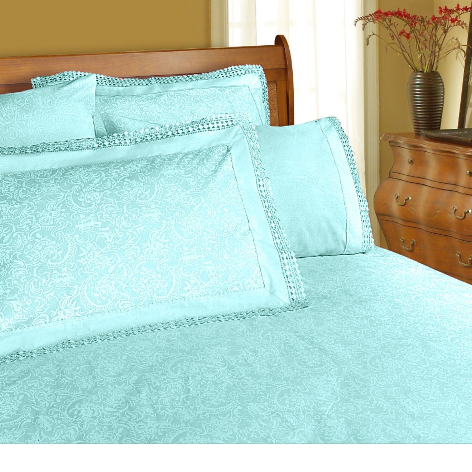 Shangri La Microfibre Machine Lace Sheet Set | Limpet Shell | King