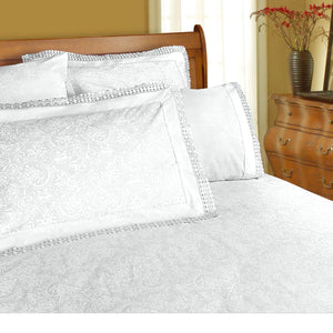 Shangri La Microfibre Machine Lace Sheet Set | White | King