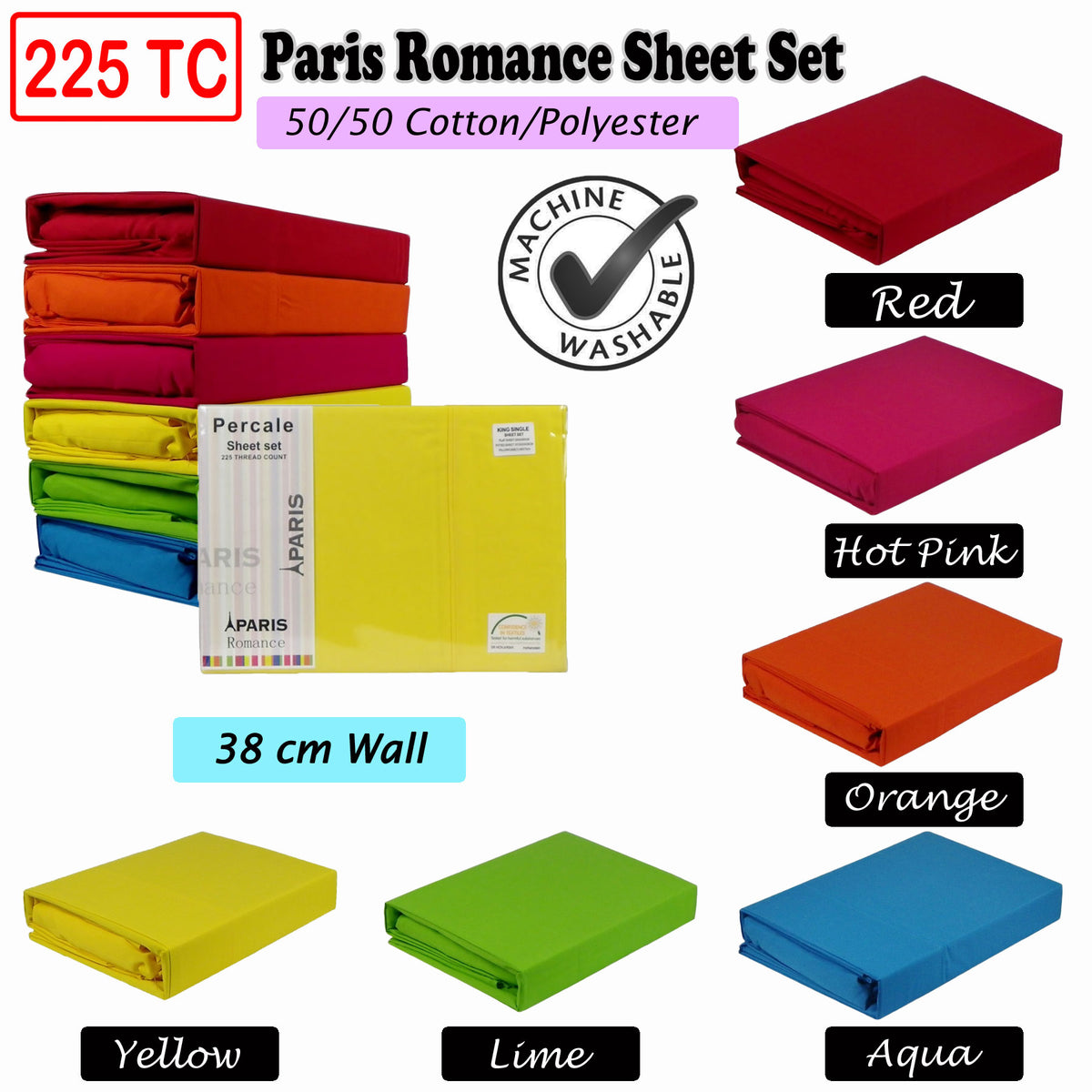 225TC Paris Romance Sheet Set | Red | King Single