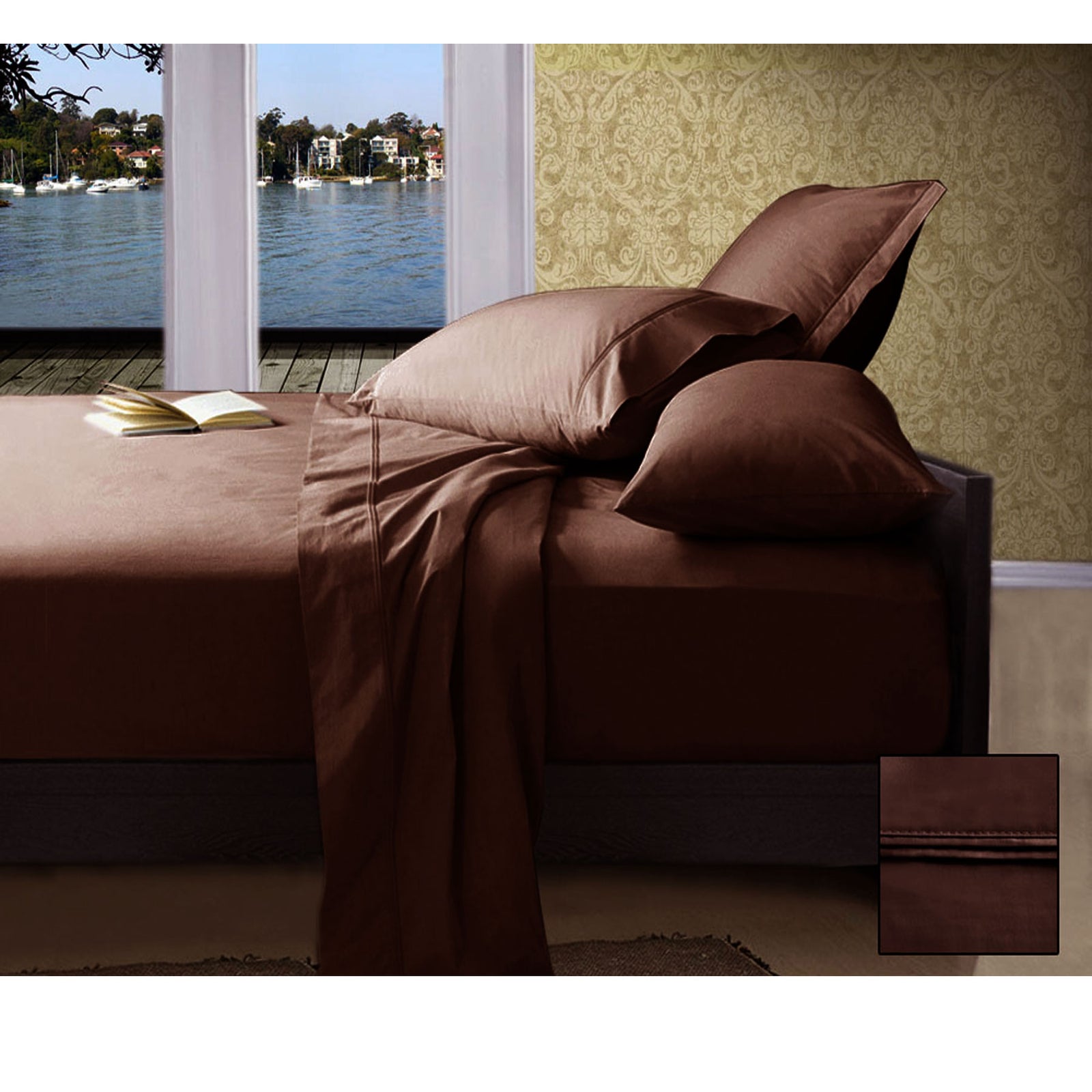 Ramesses 1000TC American Pima Cotton Plain Design Sheet Set | Chocolate | King