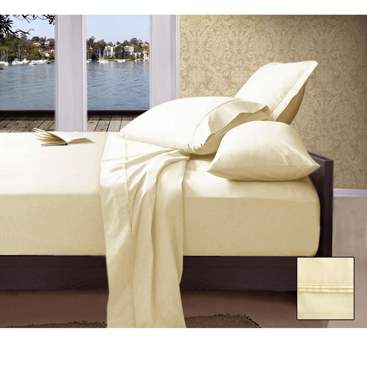 Ramesses 1000TC American Pima Cotton Plain Design Sheet Set | Ivory | Queen