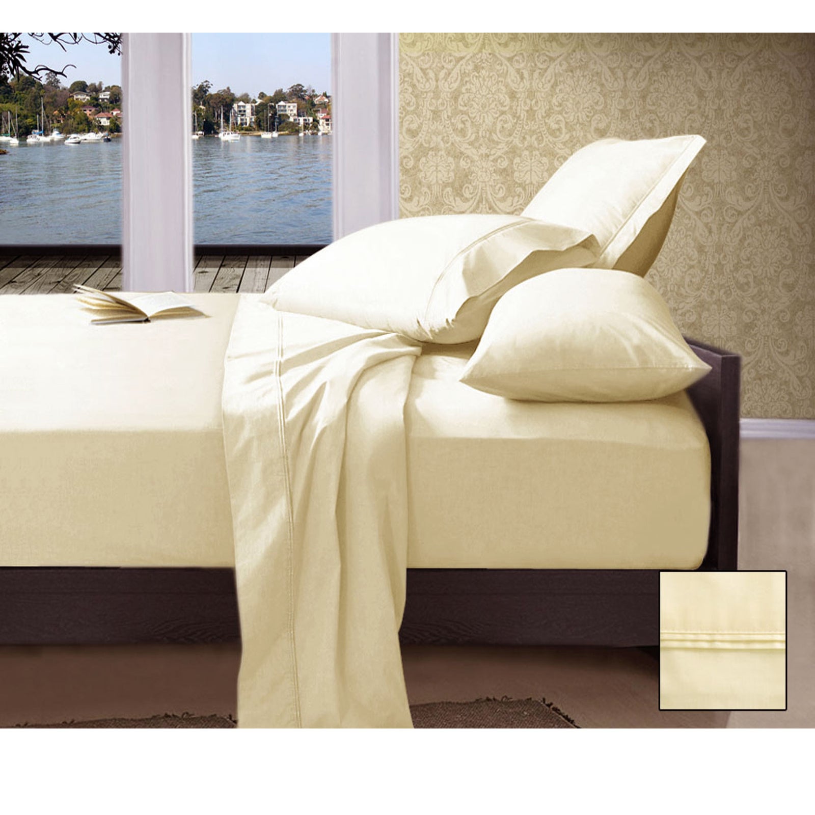 Ramesses 1000TC American Pima Cotton Plain Design Sheet Set | Ivory | Queen