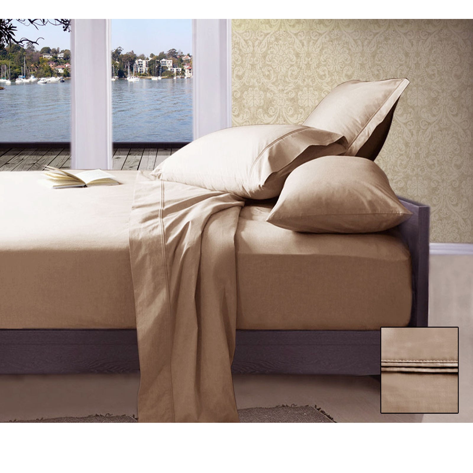 Ramesses 1000TC American Pima Cotton Plain Design Sheet Set | Linen | King