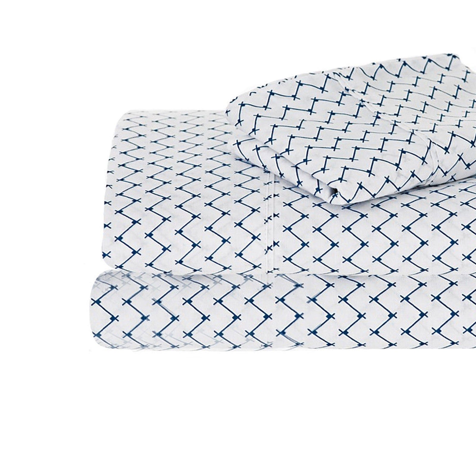Ramesses 250TC Egyptian Cotton Printed Sheet Set | Navy Sefton | Single