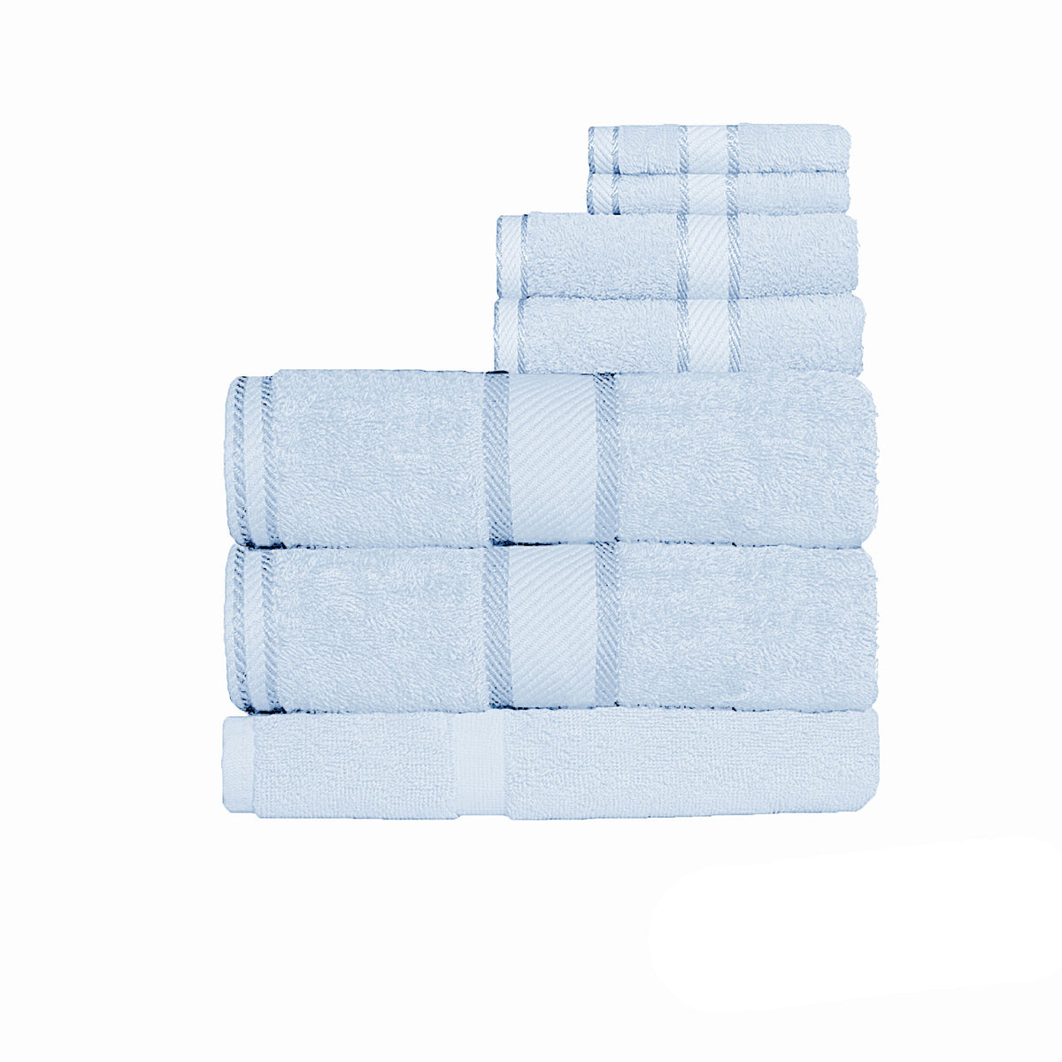 Kingtex 550gsm Cotton 7 Pce Bath Sheet Set | Baby Blue