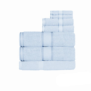 Kingtex 550gsm Cotton 7 Pce Bath Sheet Set | Baby Blue