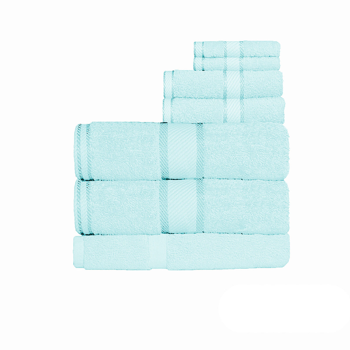 Kingtex 550gsm Cotton 7 Pce Bath Sheet Set | Soft Aqua