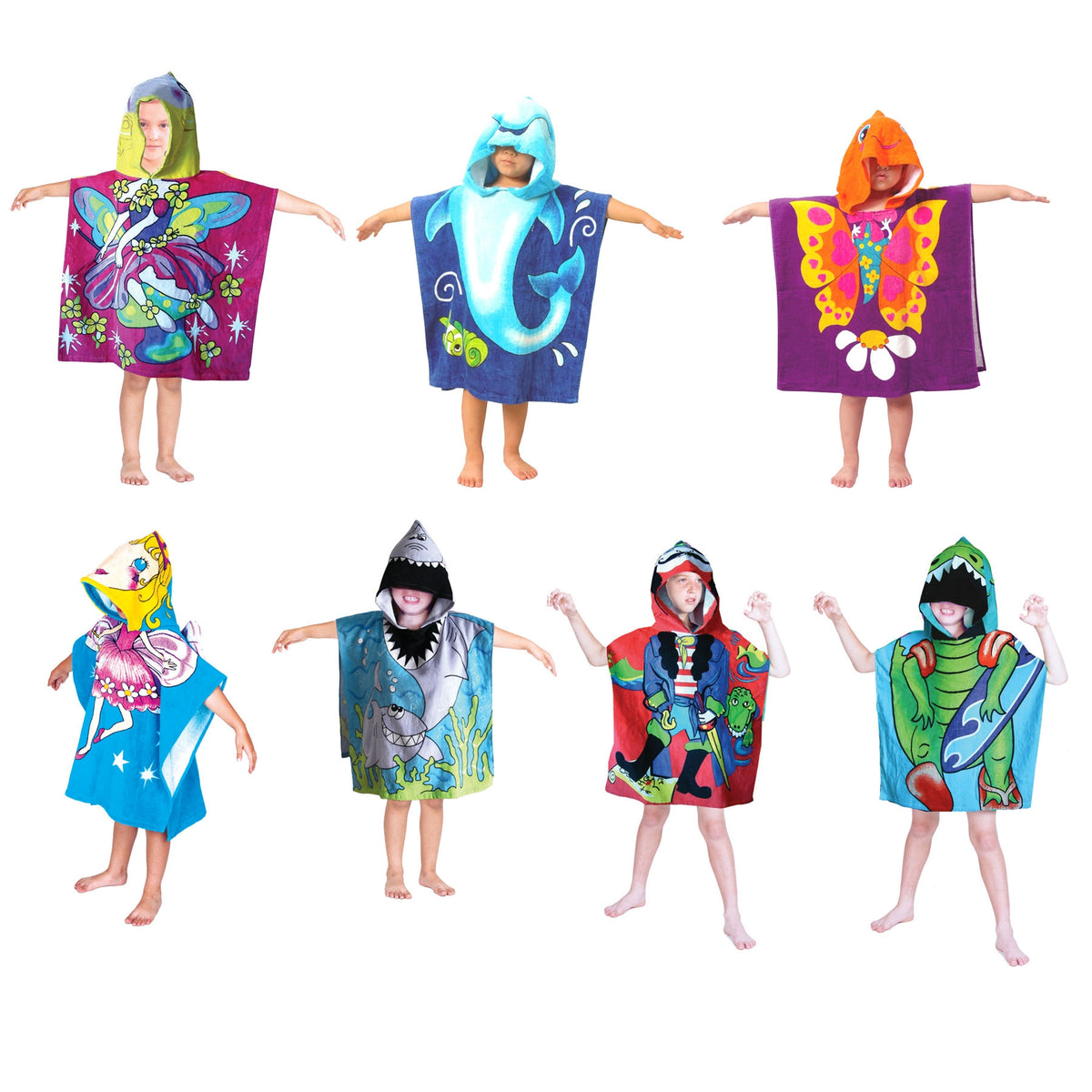 Cute Kids | Cotton Hooded Towel Poncho | 60 x 120 cm | Butterfly