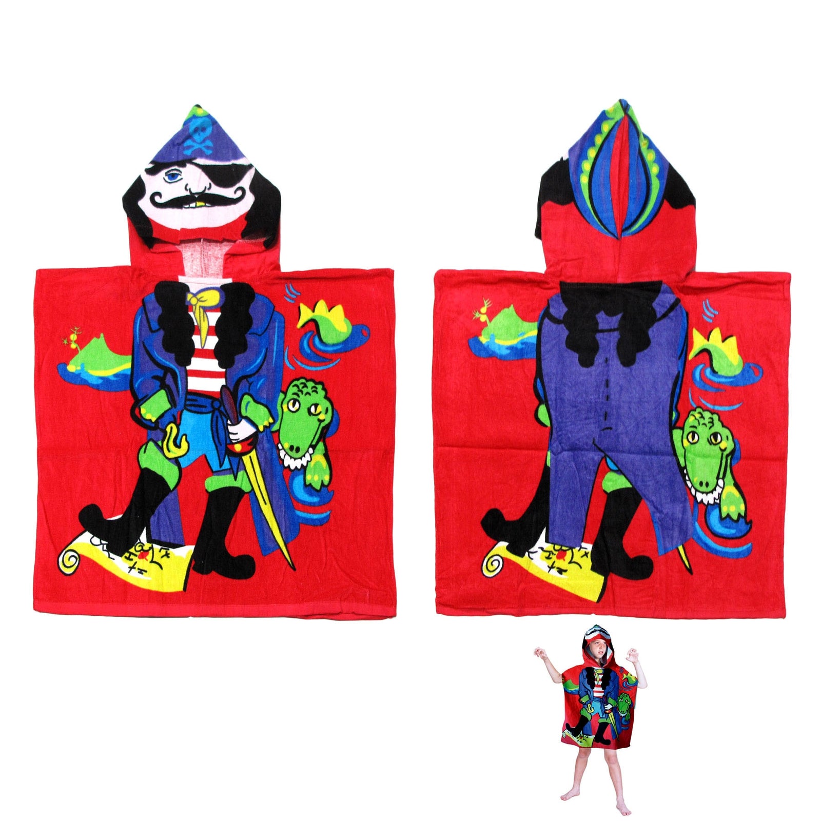 Cute Kids | Cotton Hooded Towel Poncho | 60 x 120 cm | Pirate