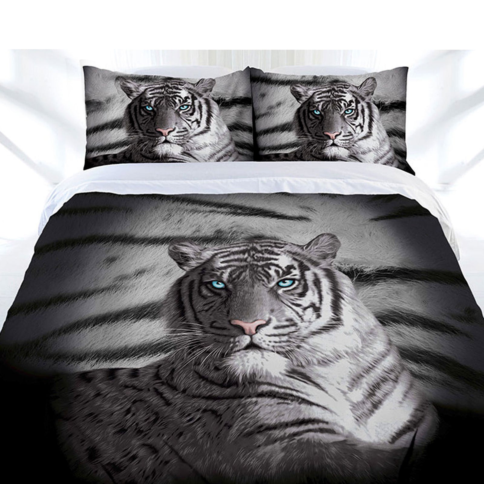 Just Home | Blue Eyes Stripes Tiger | Quilt Cover Set | Double