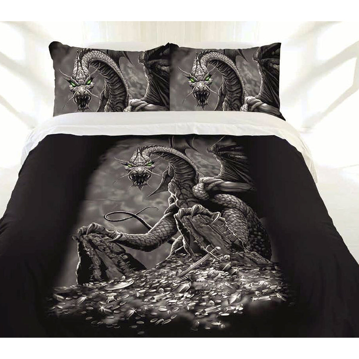 Just Home | Green Eyed Dragon | Quilt Cover Set | Double