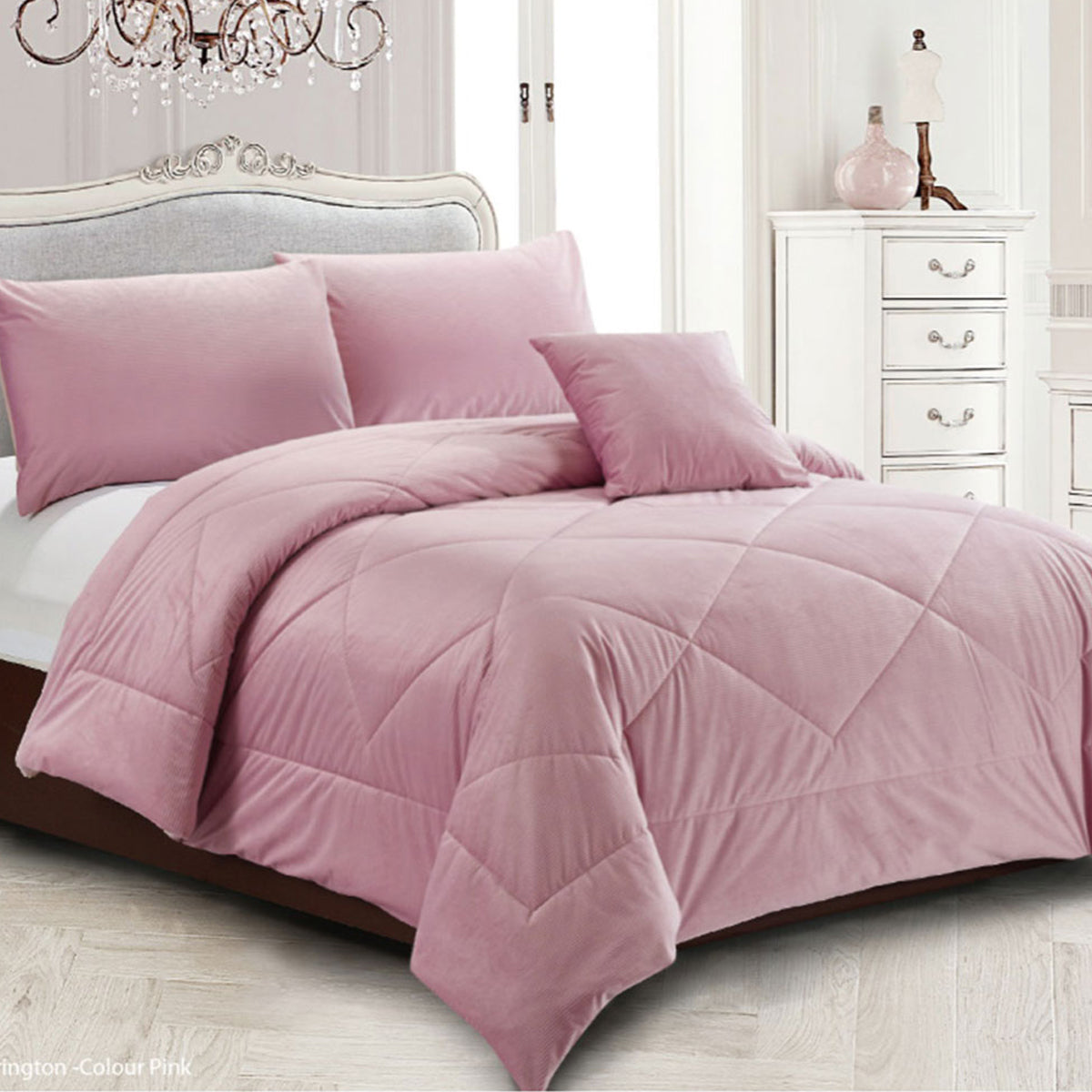 Georges Fine Linens Carrington Quilt / Comforter Set | Pink | Queen