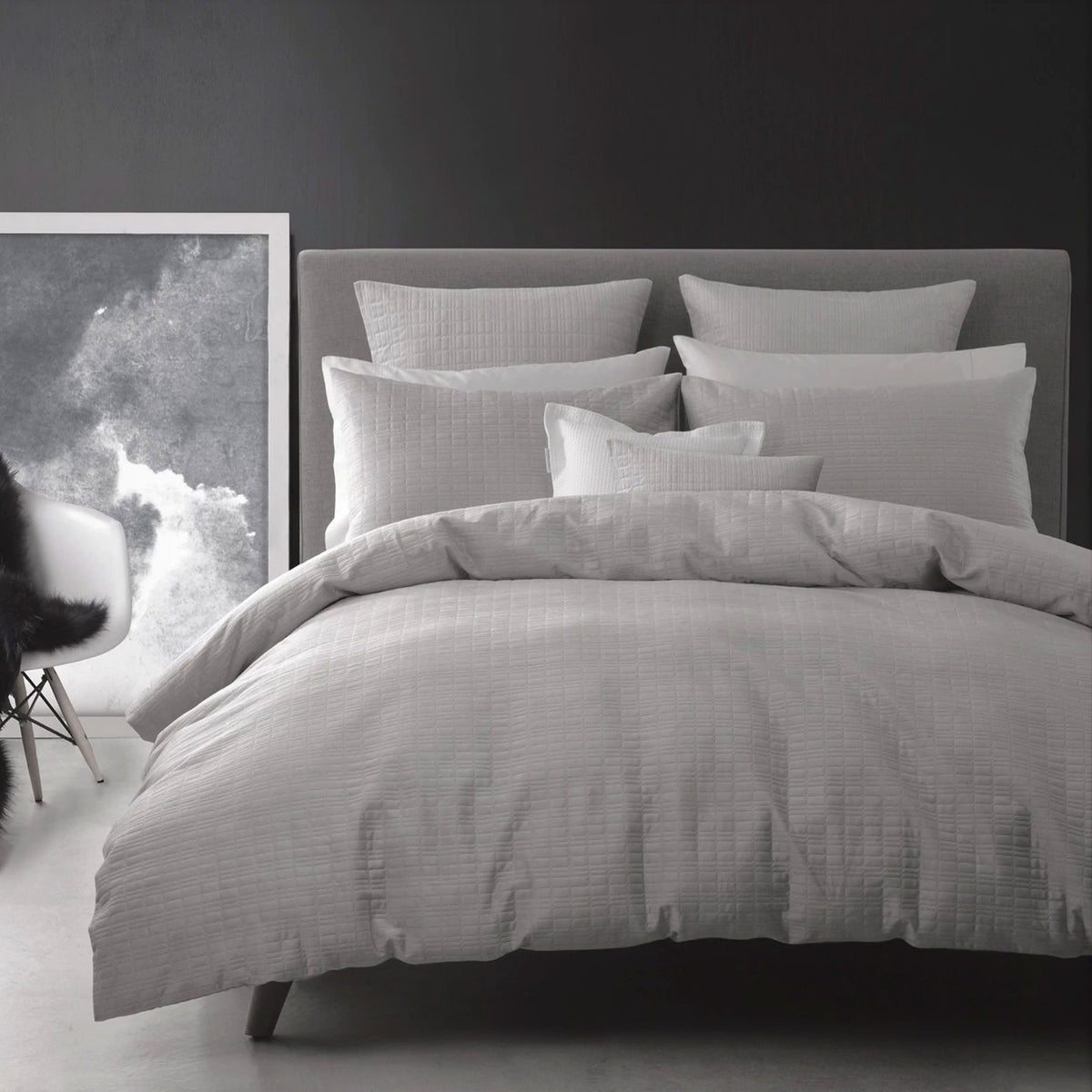 Georges Fine Linens Aurora Silver Quilt Cover Set | Lightly Quilted | Queen